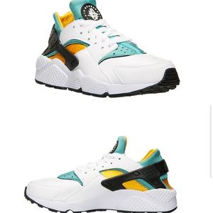 Nike Air Huarache - White, Turquoise & Gold